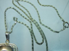 Antique Art Deco 835 Silver & Blue Spinel Pendant Necklace 19 1/2″ Snail Chain