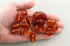 ANTIQUE Vintage Genuine Insect Beads BALTIC AMBER Chain Necklace 74.2g 260312-1