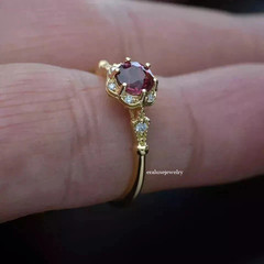 2Ct Art Deco Style Round Lab Created Ruby & Diamond Engagement Ring 14K Gold FN