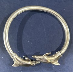 Kabana Signed KBN Sterling Silver Dolphin Wrap Bangle Tension Bracelet 18g