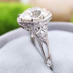 Art Deco 2.5Ct Round Cut Lab Created Diamond 925 Silver Filigree Engagement Ring