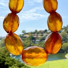 Antique Königsberg Baltic Amber Necklace, Faceted Graduated Beads, Natural Amber
