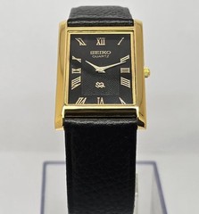 Vintage Seiko Quartz Tank Slim Men Rectangle Refurbished Japanese Wrist Watch