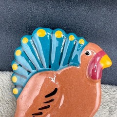 Vintage Flying Colors Turkey Brooch Thanksgiving Gobble