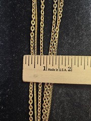 Vtg Goldtone 3 strands Link Chain Choker Necklace w/ Moonstone 28in-S91-READ