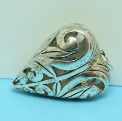 Long on Love! Elongated Scrollwork Heart 925 Sterling Silver Pendant 1-1/4″ 8.3g