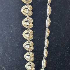 Vintage BOGOFF Heart Rhinestone Necklace Rhodium Plated Art Deco Style 15.5”
