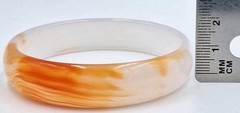 VTG Genuine Red Orange Icy Translucent Polished Agate Bangle Bracelet 57MM 30G