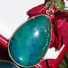 14k yellow gold pendant 38.7ct turquoise solitaire 1920’s antique 10.5gr N2606D