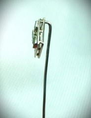 BEAUTIFUL ANTIQUE CIRCA 1920 18K WHITE GOLD DIAMOND SAPPHIRE STICK PIN BROOCH!