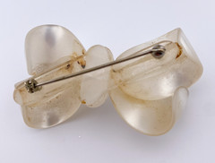 Moonglow Pastel Blue And White Lucite Bow Ribbon Twist Brooches Set Of 2