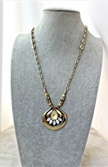 WHBM GOLD yellow y2k 1990s 2000s long Necklace Unique Stones Rhinestones chain