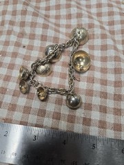 Vintage Bell Charm Bracelet 7 Detailed Bells Double Link Chain Etched Scroll…