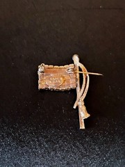 Vintage Red-White-Blue Rhinestone American Flag Pin w/Gold Tassel