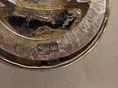 Large Silver Tone Domed Round Signed Crown Trifari Ring Size 7.5