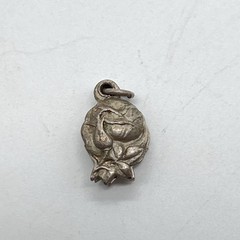 Vintage Sliding Sacred Heart Miraculous Medal Rose Religious Pendant Charm