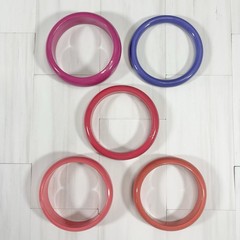 5 Lot Vintage Chunky Spacer Bangle Bracelet Pink Purple Stacking Acrylic Enamel