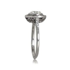 1.35Ct White Round Cut CZ & Red Baguette Antique Style Art Deco 925 Silver Ring