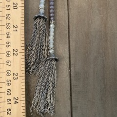 Vintage Necklace Style Crystal Rhinestone Statement Silver Tone Y Drop Boho Chic