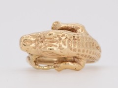 14K Gold Alligator Ring Heavy 10g Open Mouth Realistic Life Like Animal Jewelry