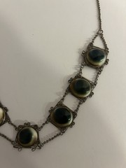 Victorian Silver Filigree Opercullum/Shiva Shell 15 3/4″ Choker Necklace #9107