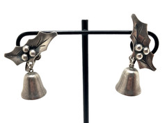 Vintage Screw-Back Taxco Holly Berry Bell Earrings