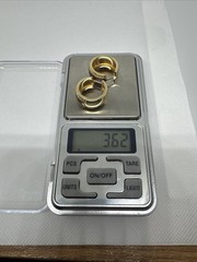 14k Yellow Gold Enameled Cheetah Leopard Print Hoop Earrings Vintage, 21mm, SLC