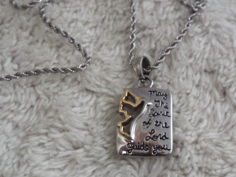 Silvertone Goldtone May the Spirit of the Lord Guide You Pendant Necklace (A45)