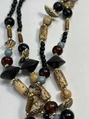 Vintage Inlaid Abalone Necklace Asymmetrical Statement Bold Four Strand