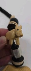 Vintage African Tribal Chunky Beaded Wood Hand Carved Safari Animal Necklace 28″