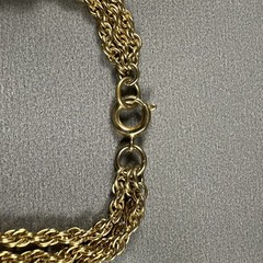 Vintage Monogram Necklace Pendant Multi Strand Chain Statement Gold Tone 18″