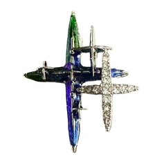MCM Style Women’s Atomic Starburst Brooch Enamel with Crystals Gold Tone