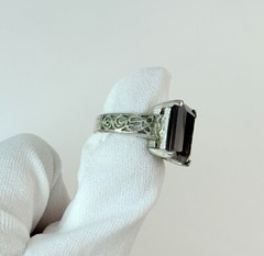 Vintage Signed 925 Sterling Silver Ring Size 9 FAS w/ Large Glass Stone