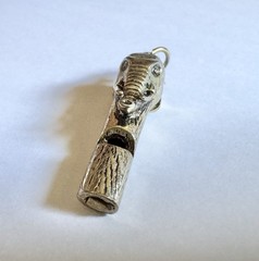 Vintage 1960s-1970s Gold Plated Figural Elephant Whistle Pendant Charm
