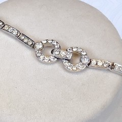 Vintage 1930S Trifari Channel Set Rhinestone Tennis Necklace Choker Glamour