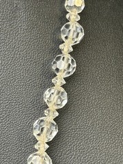 Vintage Rock Crystal Necklace Sterling Silver Clasp Graduated Stones 18”