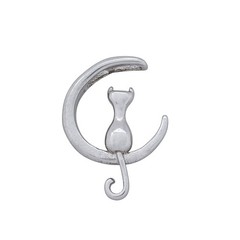 Estate Sterling Silver 925 Cat Moon Pendant