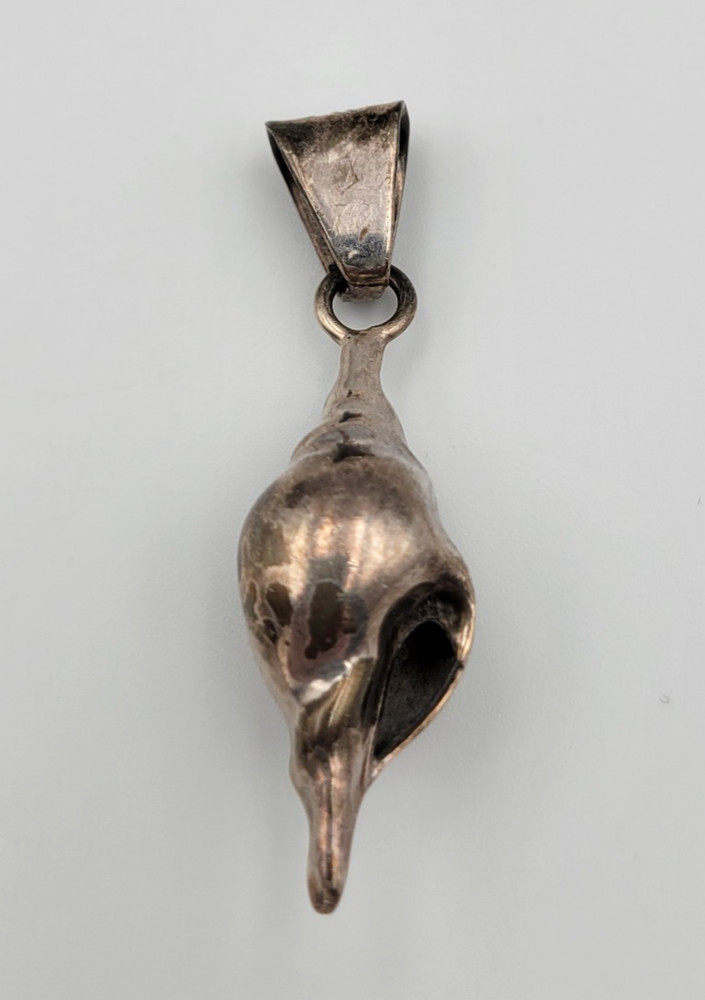 Vintage Taxco Mexico Sterling Silver Conch Shell Pendant 925 2″ TL-29 8g