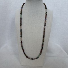 Vintage Semi-precious Natural Stone Necklace Barrel Clasp 24”