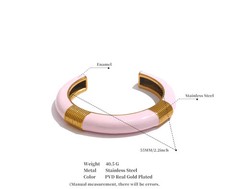 Vintage Enamel Gold Cuff Waterproof Stainless Steel Bangle