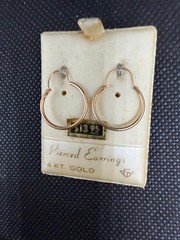 Vintage Stamped Solid 14kt Gold Hoop Earrings 0.67g New Old Stock!