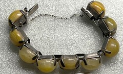 7.5″ STERLING & Stone bracelet marked: SERLING MEXICO & Artist mark – Wt. 59.37g