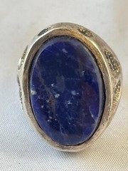 VINTAGE MENS TASCO MEXICO STERLING SILVER TALL SODALITE RING SIZE 8.5 -FREE SHIP