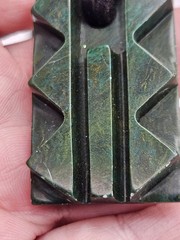 Vintage Carved Green Stone Pendant Leather Cord Necklace