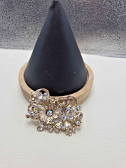 Vintage Gold-Tone Floral Bouquet Brooch with Aurora Borealis Rhinestones