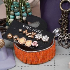 Boho Revival Jewelry bohemian Mix Layered Beads Leather wood beads & fringe 16pc