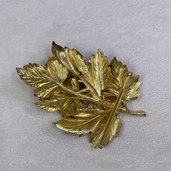Vintage Signed Weiss Enamel Autumn Leaf Brooch Pin Layered Maple Fall