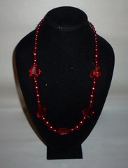 Vintage Glass Metal Plastic Chunky Crimson Red Bead Fashion Necklace – FN0059