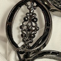Monet link bracelet black crystal filigree marcasite Victorian Gothic glam art