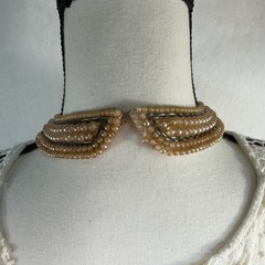 Vintage Necklace Choker Collar Faux Pearl Beaded Mid-Century Old Hollywood Glam